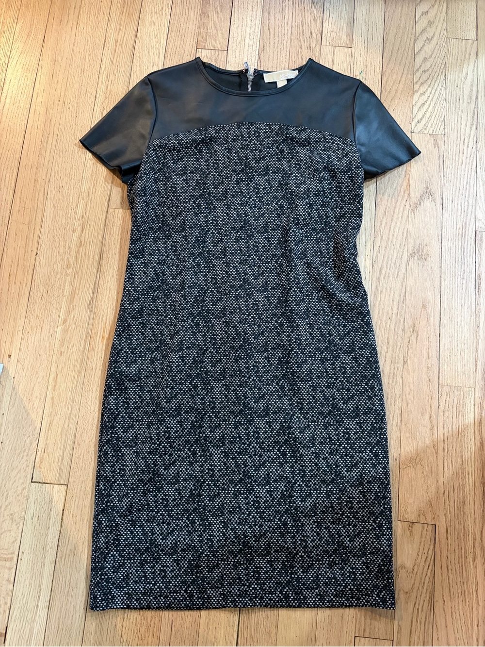 Michael Kors Sheath Dress with Faux Leather Yoke